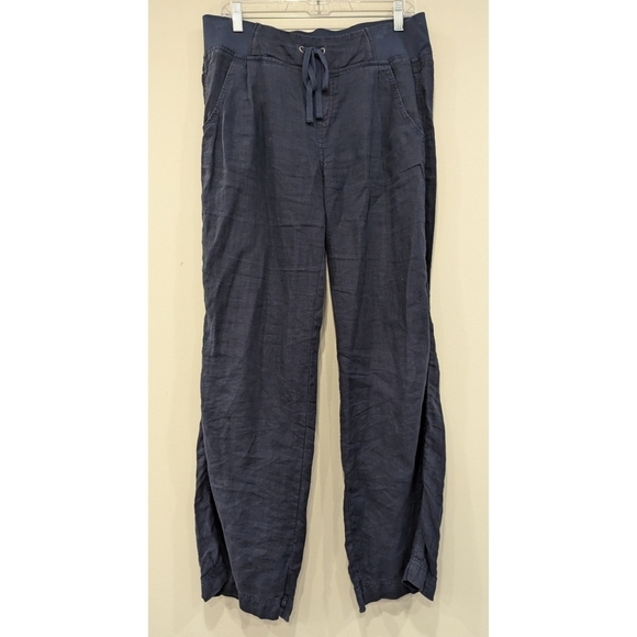 Athleta Linen Reverie Blue Drawstring Pants Size 8 - Picture 1 of 6